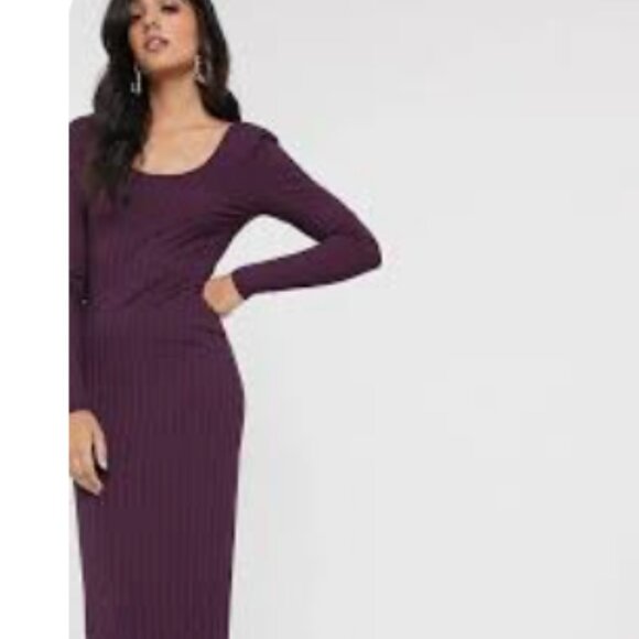 ASOS Dresses & Skirts - ASOS Deep Purple Long Sleeve Square Neckline Dress Size 8